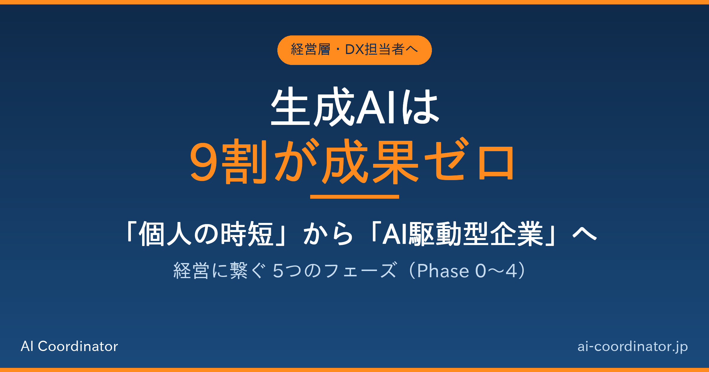 生成AIは9割が成果ゼロ｜「個人の時短」から「AI駆動型企業」へ繋ぐ5つのフェーズ