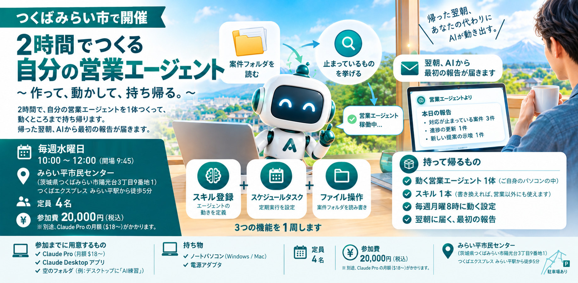 自分の営業エージェントを2時間でつくる — つくばみらい市の実装会